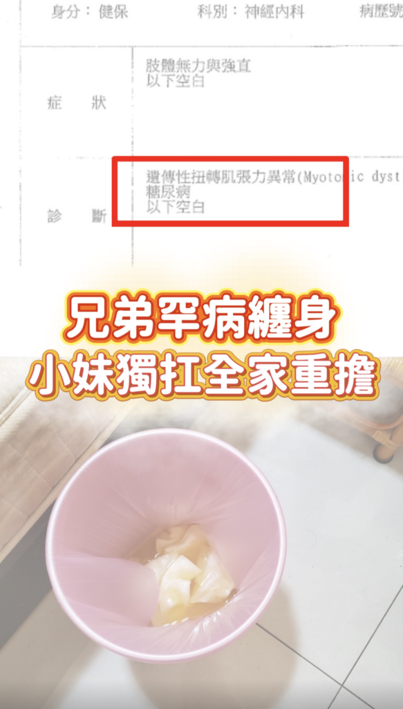 罕見遺傳性肌肉強直症兄弟家庭獲得租金與生活物資援助